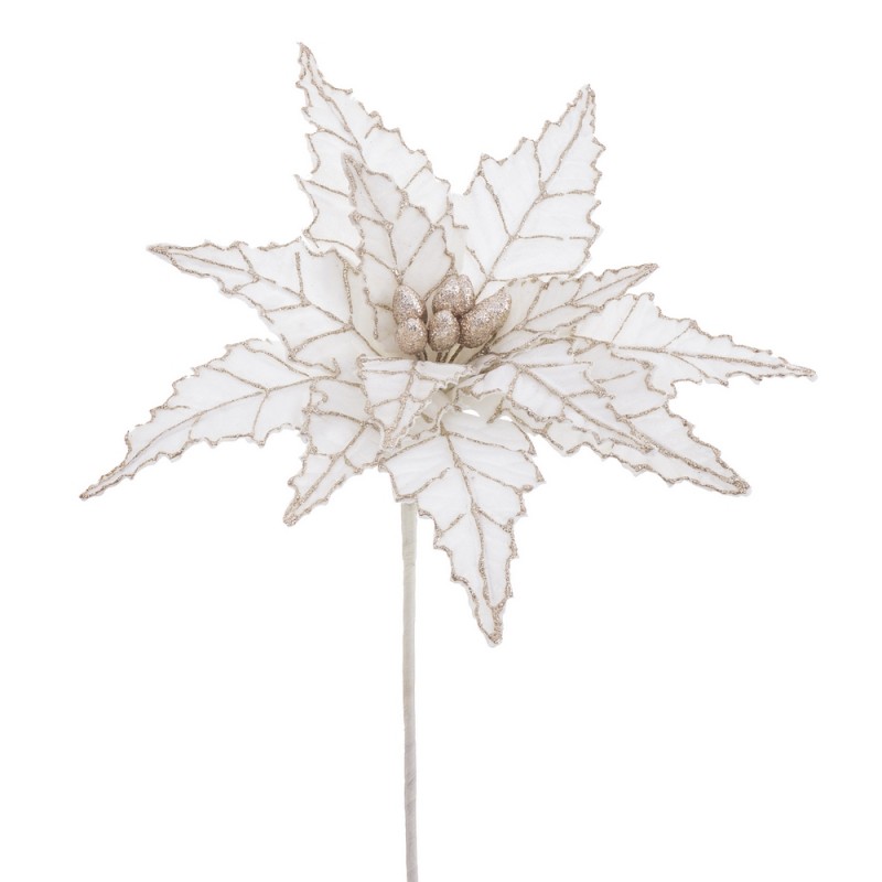 Tissu fleur poinsettia crème 35 x 58 cm