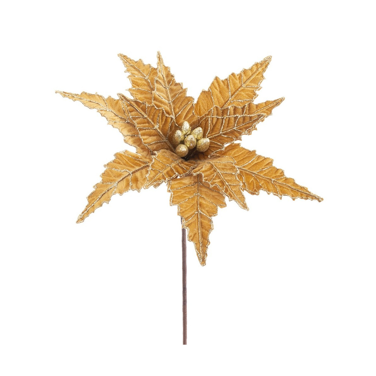 Fleur poinsettia tissu or 35 x 58 cm