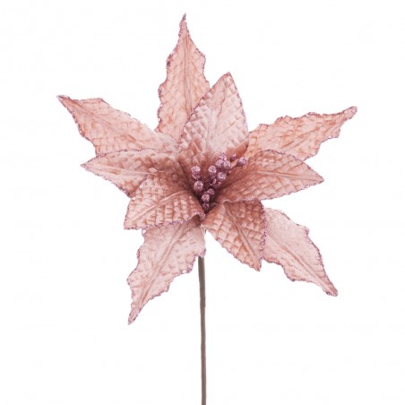 Tissu fleur poinsettia rose 25 x 47 cm