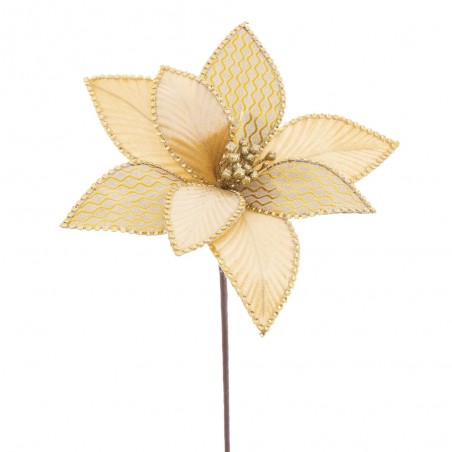 Fleur poinsettia tissu doré 25 x 55 cm
