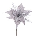 Fleur poinsettia en tissu argent 25 x 44 cm