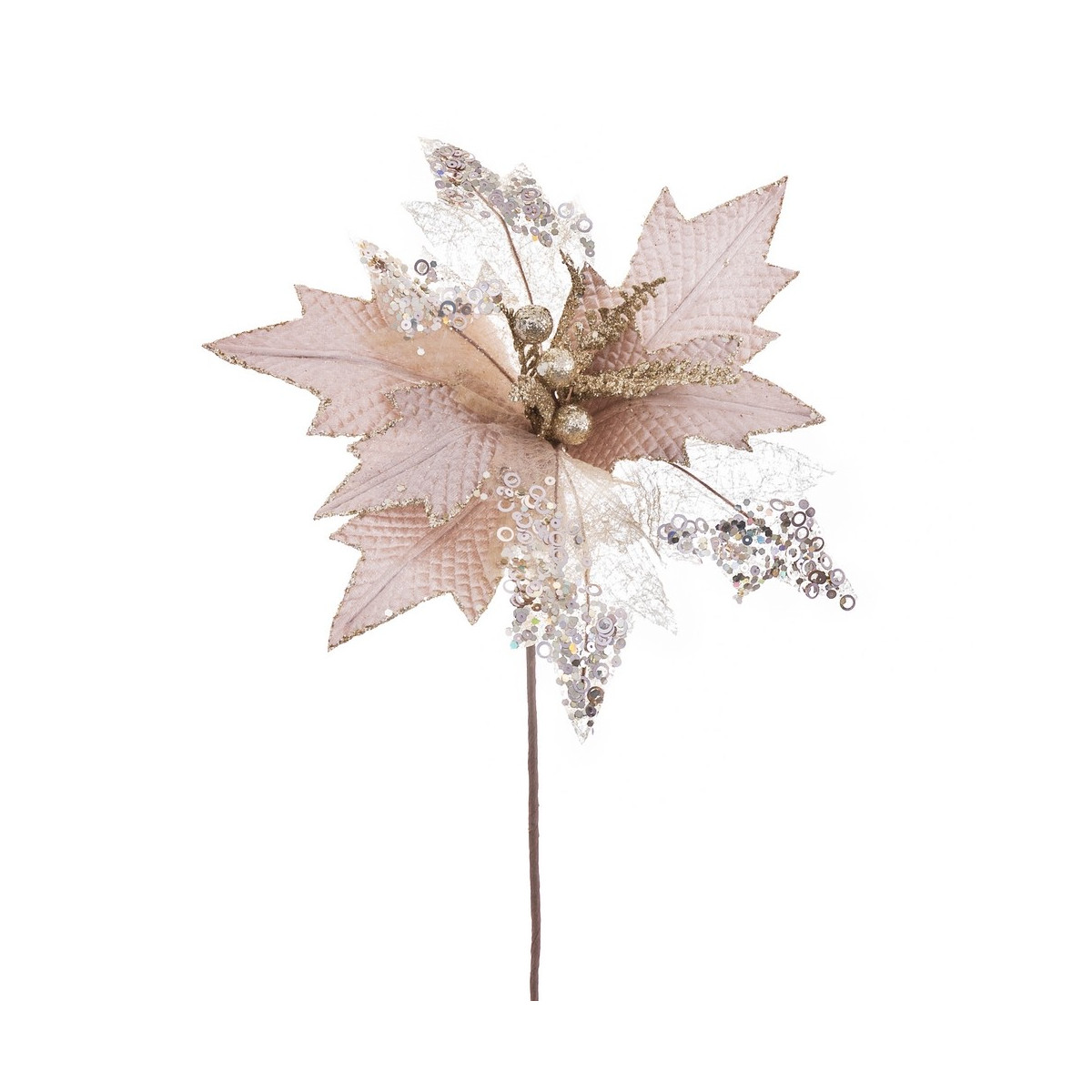 Fleur poinsettia tissu champagne 30 x 60 cm