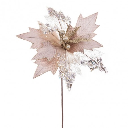 Fleur poinsettia tissu champagne 30 x 60 cm