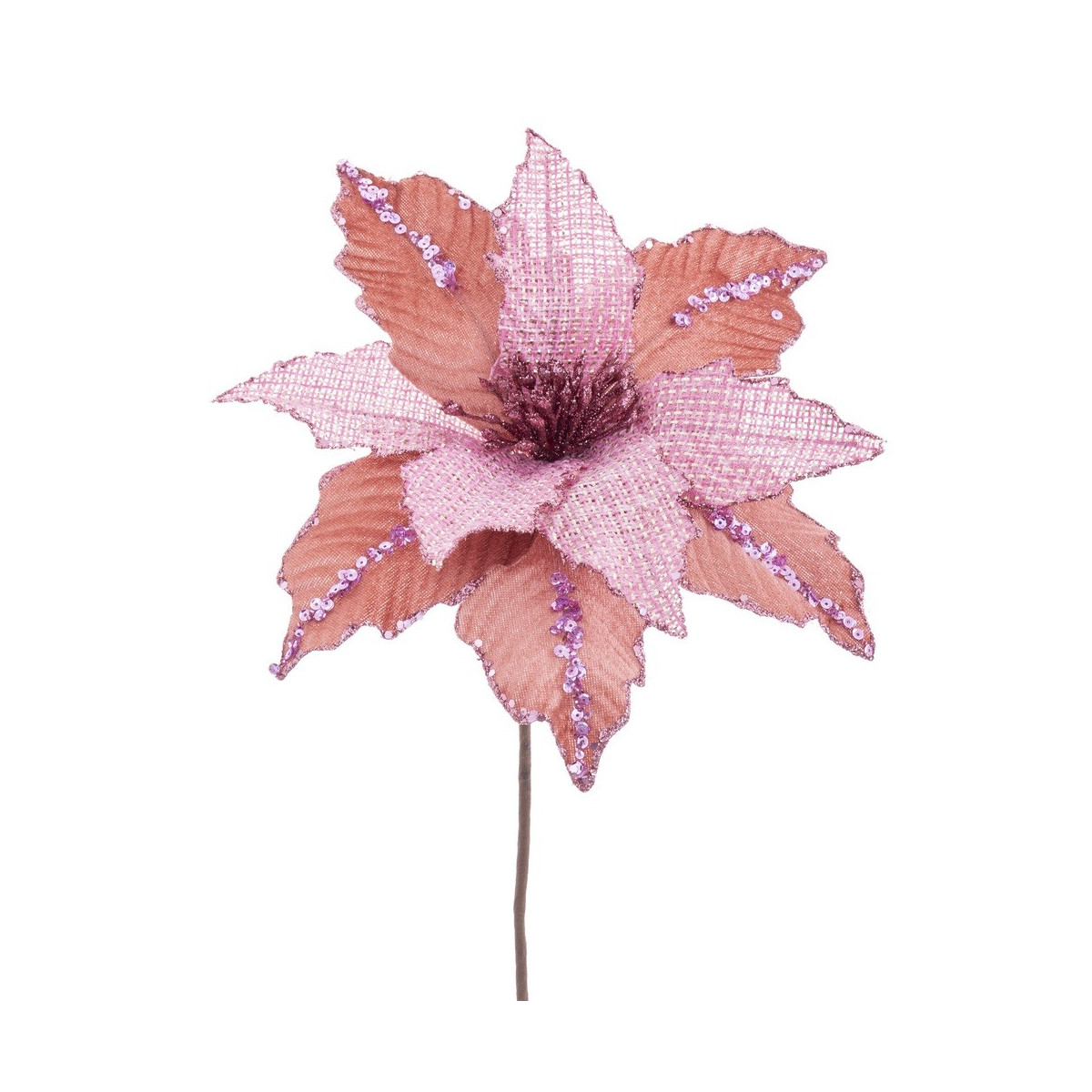 Fleur poinsettia tissu rose 28 x 44 cm
