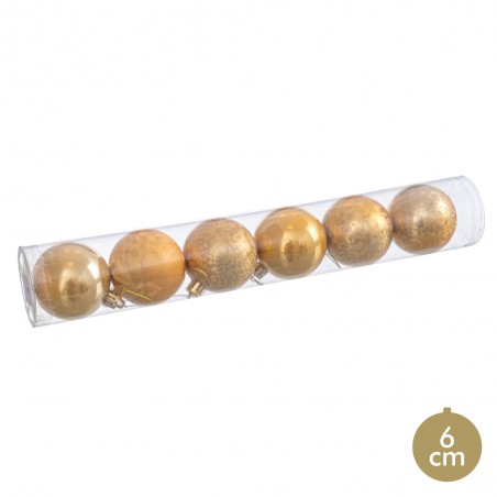 S 6 boules dorées 6 x 6 x 6 cm