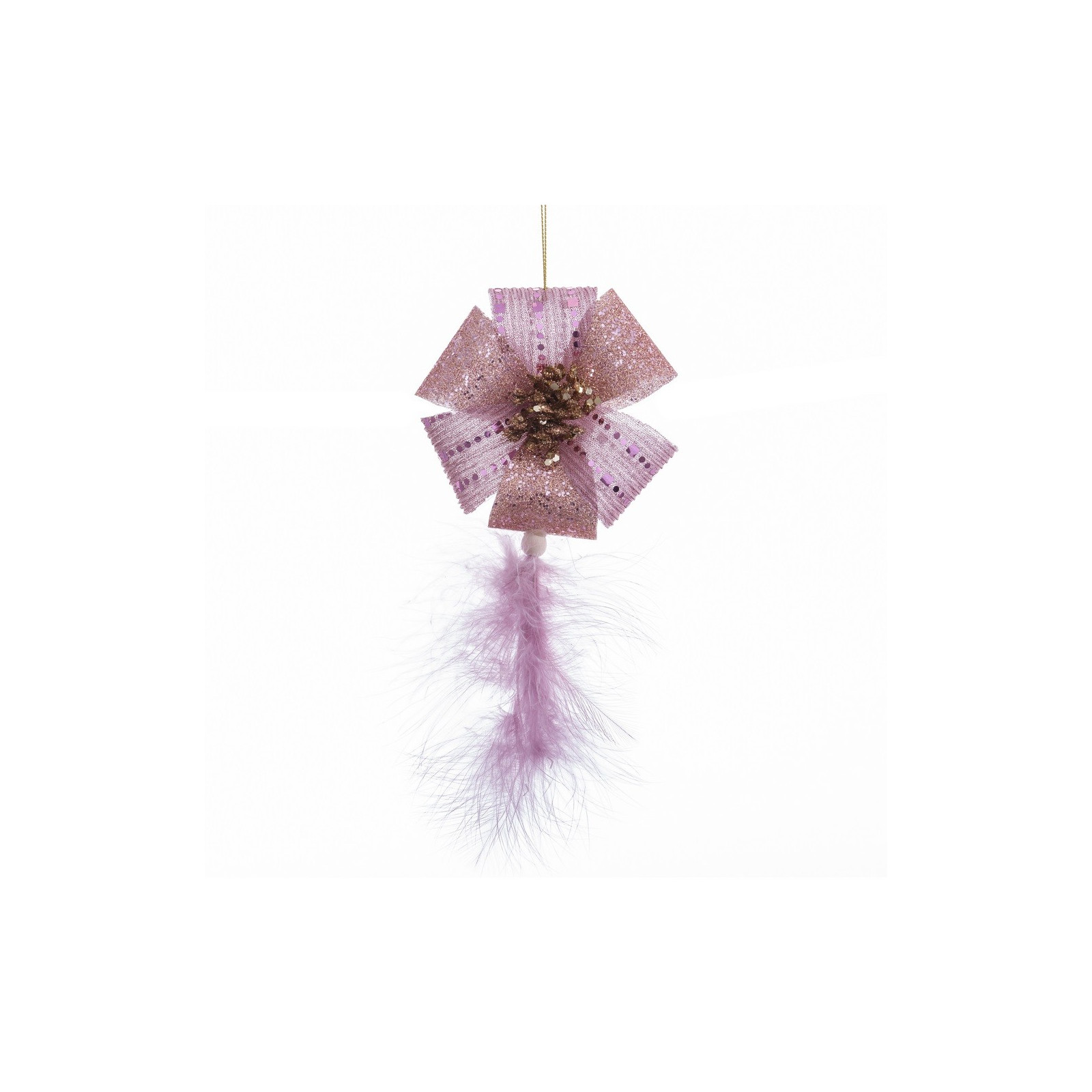 Pendentif noeud et fleur rose 8 50 x 8 50 x 8 50 cm