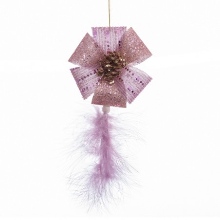 Pendentif noeud et fleur rose 8 50 x 8 50 x 8 50 cm