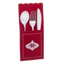 Porte-couverts avec couverts rouges 23 x 10 x 0,30 cm