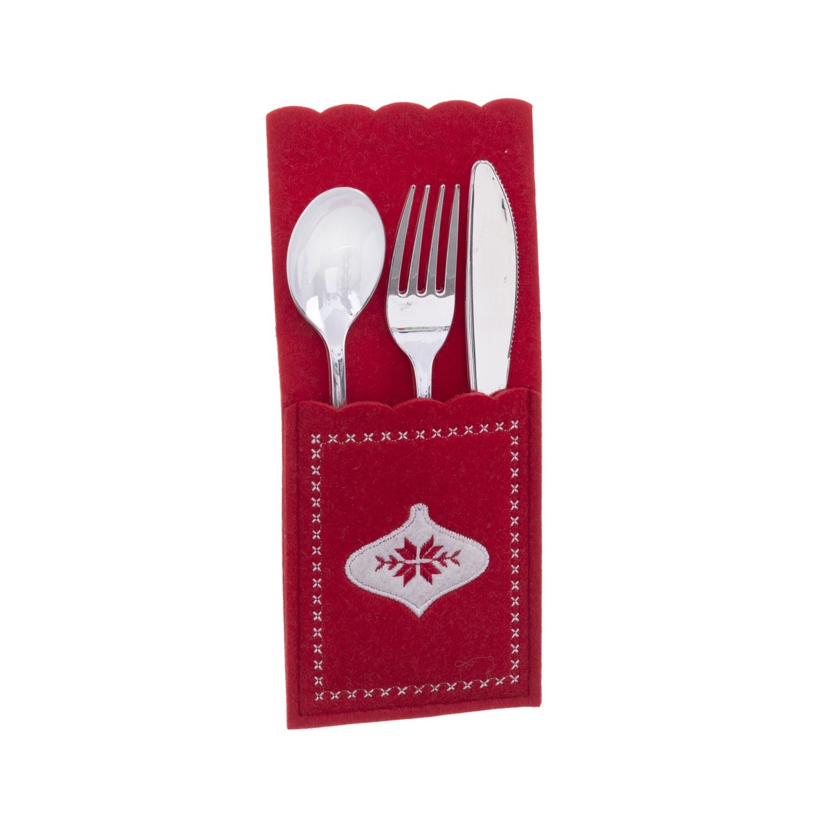 Porte-couverts avec couverts rouges 23 x 10 x 0,30 cm