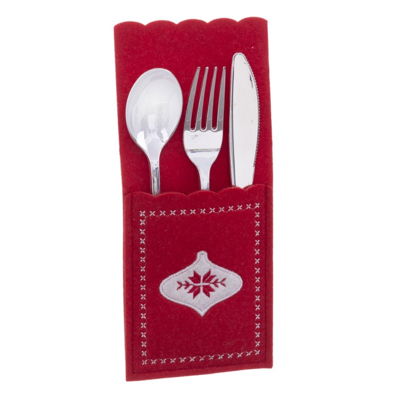 Porte-couverts avec couverts rouges 23 x 10 x 0,30 cm