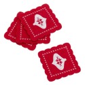 S 4 sous-verres en feutre rouge brodé