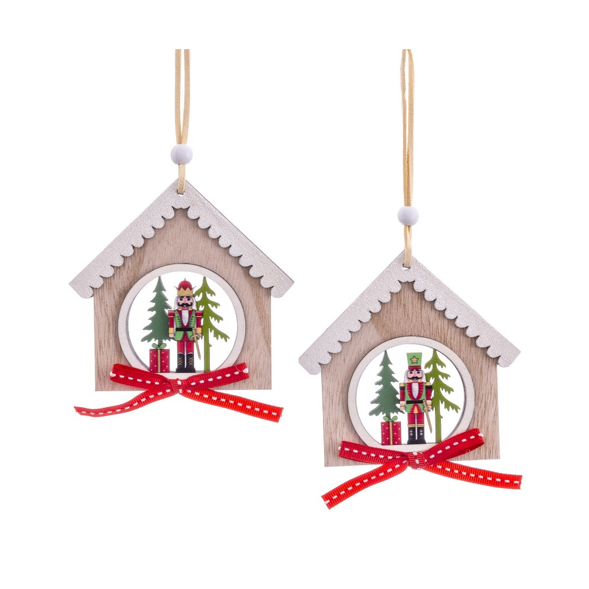 Pendentif maison soldats en bois