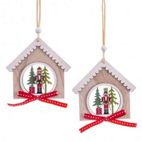 Pendentif maison soldats en bois
