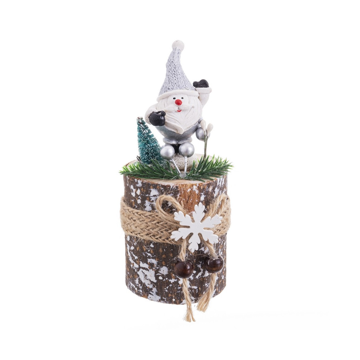 Tronc père Noël en bois 5 x 5 x 12 cm