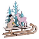 Ski en bois bonhomme de neige 19,50 x 5,50 x 18,50 cm