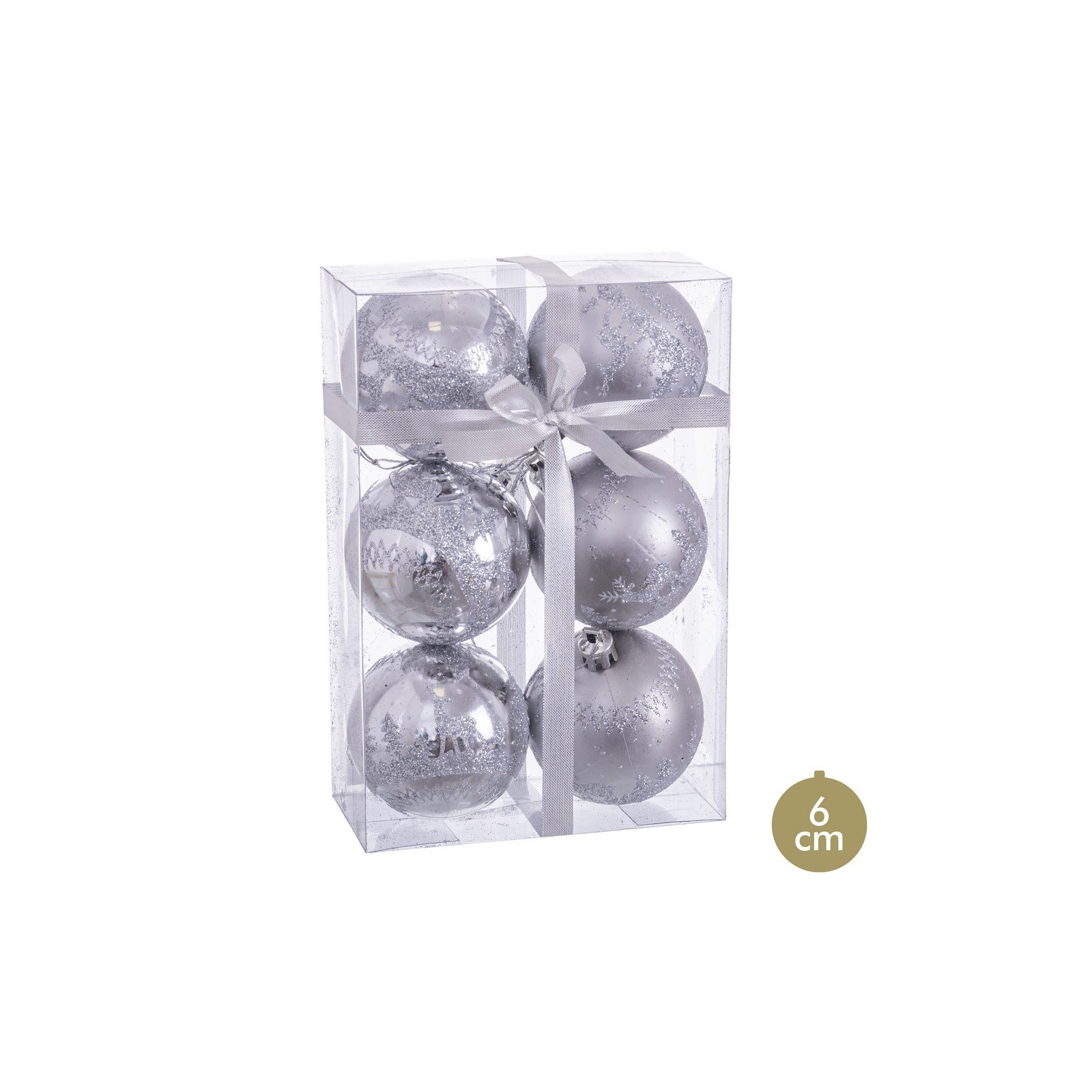 S 6 boules cerf argent 6 x 6 x 6 cm