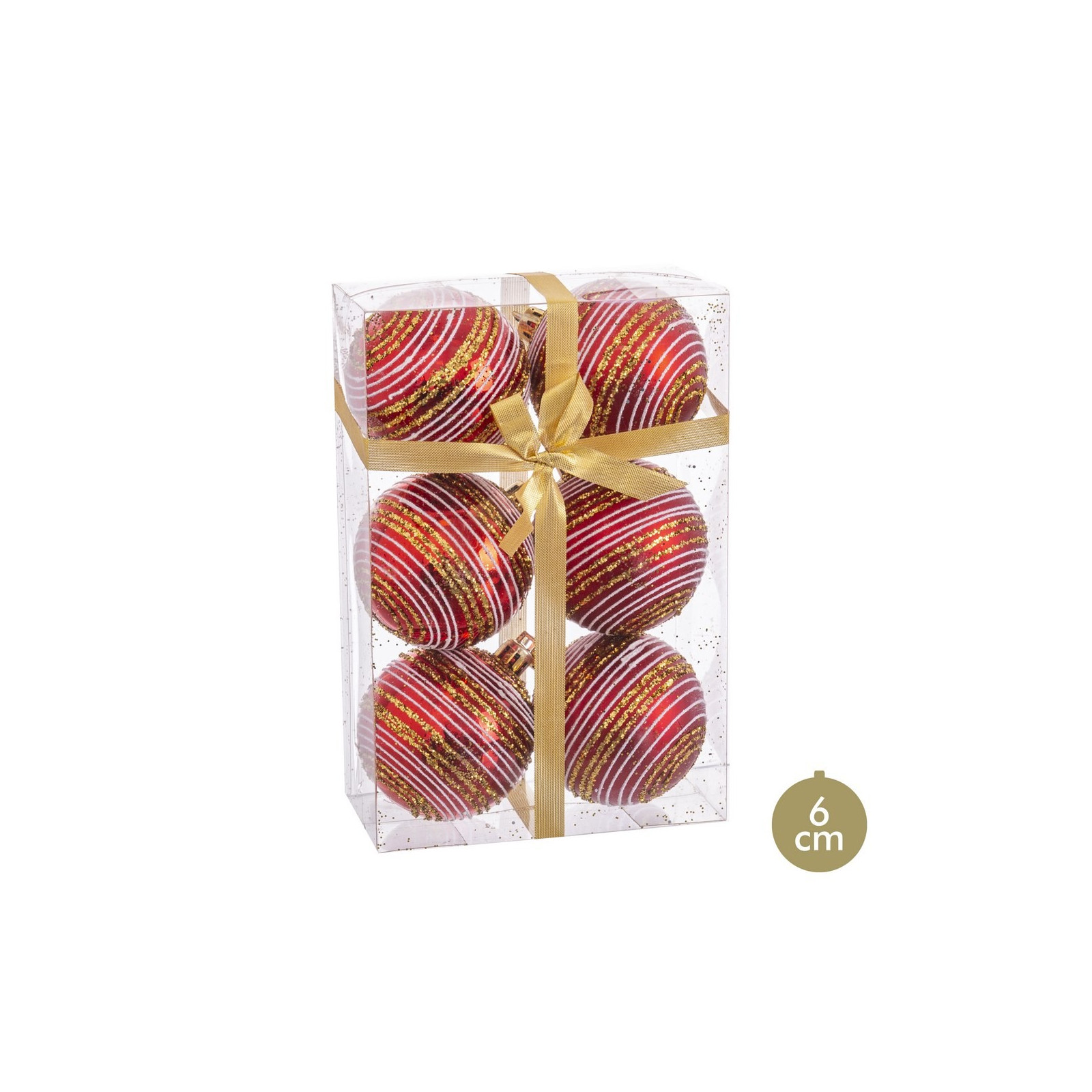 S 6 boules spirales rouges 6 x 6 x 6 cm