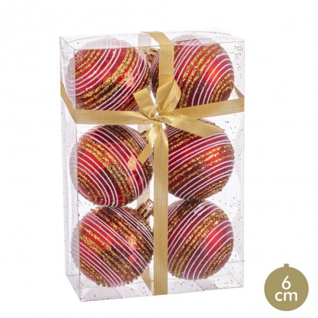 S 6 boules spirales rouges 6 x 6 x 6 cm