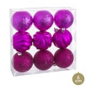 9 boules formes fuchsia 6 x 6 x 6 cm