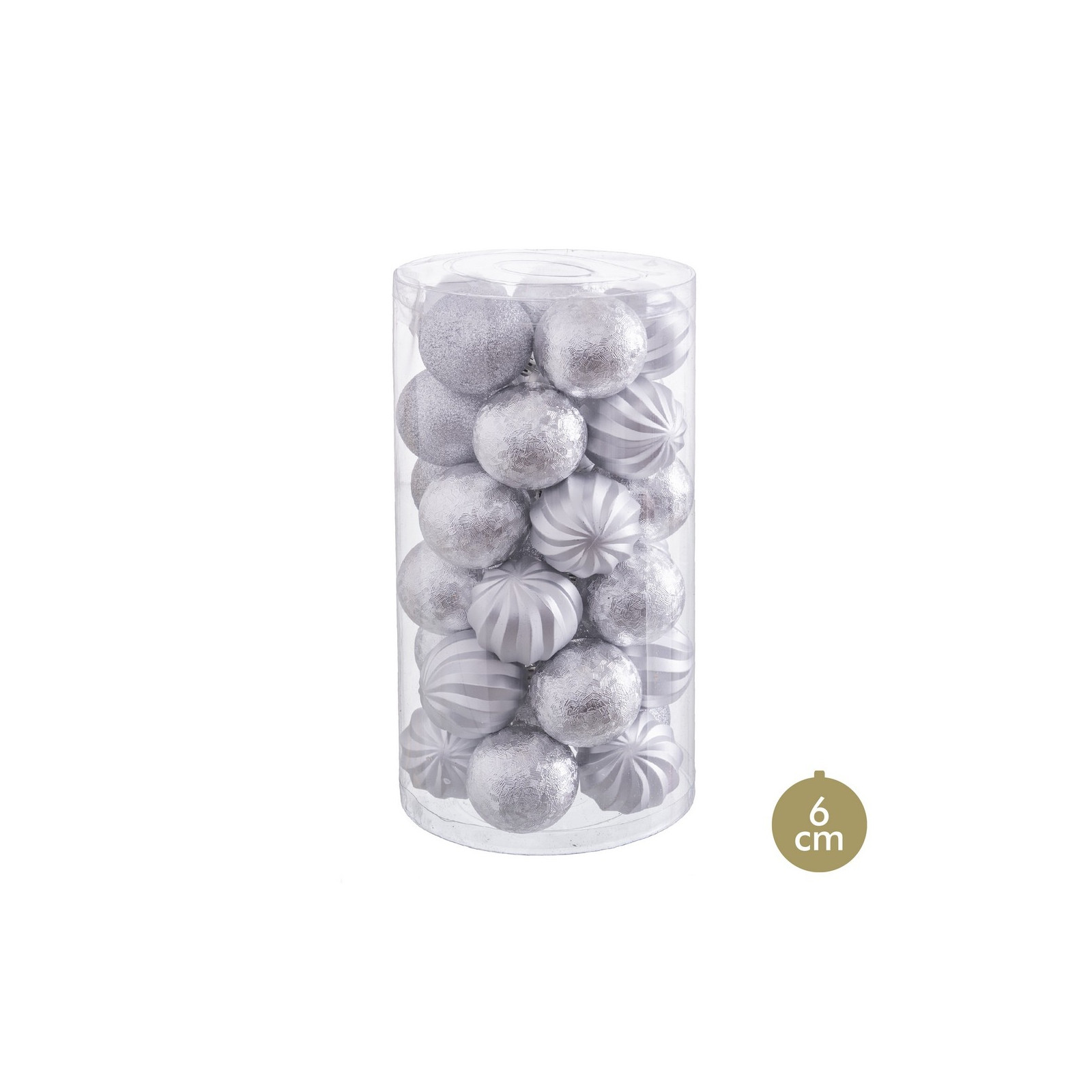 S 30 boules argent mat paillettes paillettes 6 x 6 x 6 cm