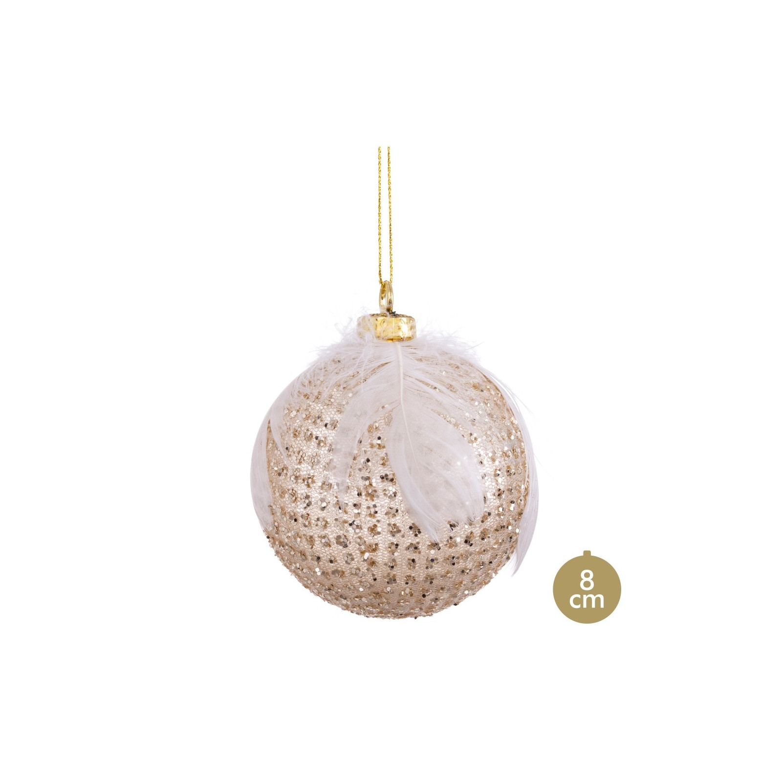 Boule décorée plume 8 x 8 x 8 cm