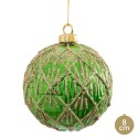 Boule verte décorée 8 x 8 x 8 cm