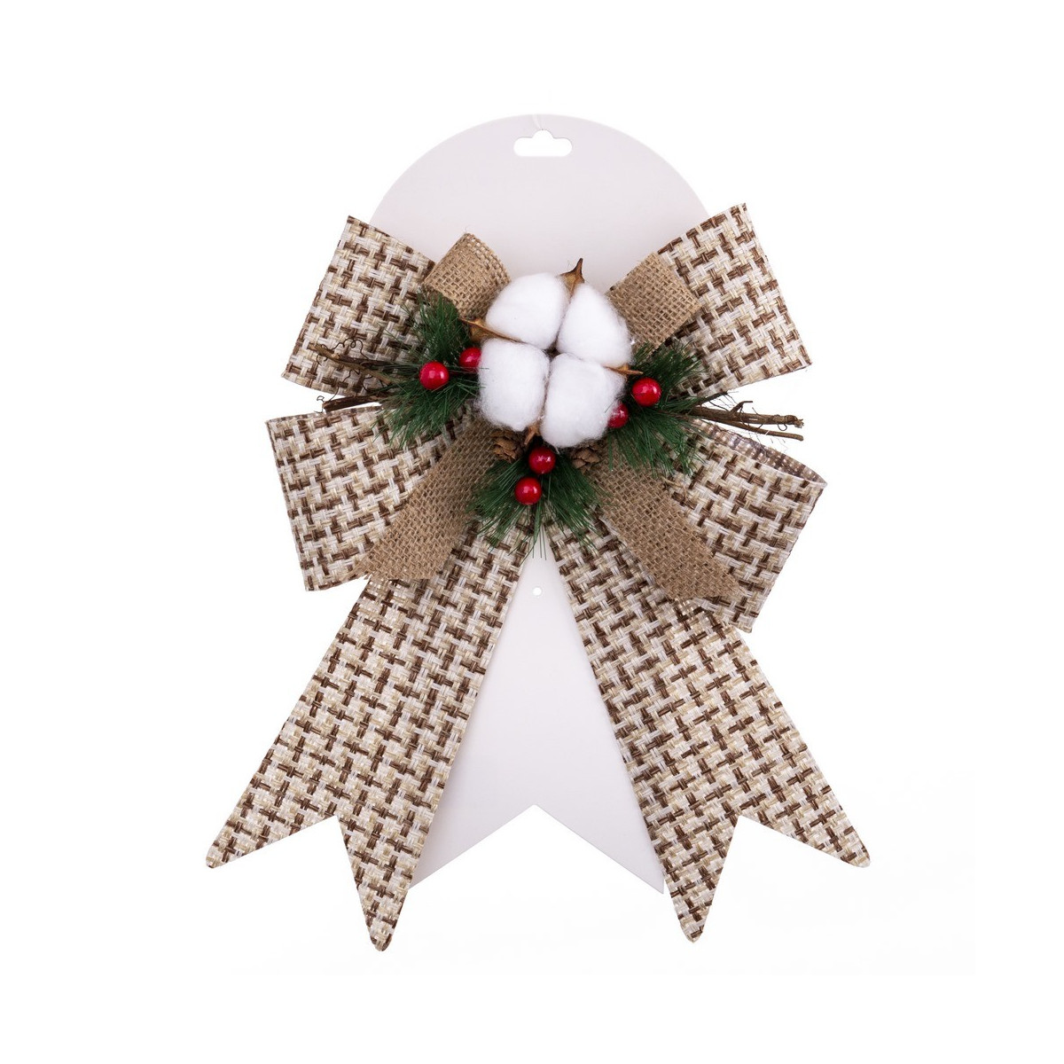 Ruban houx beige blanc 30 x 20 cm