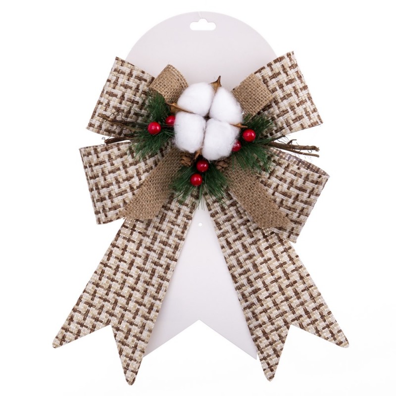 Ruban houx beige blanc 30 x 20 cm