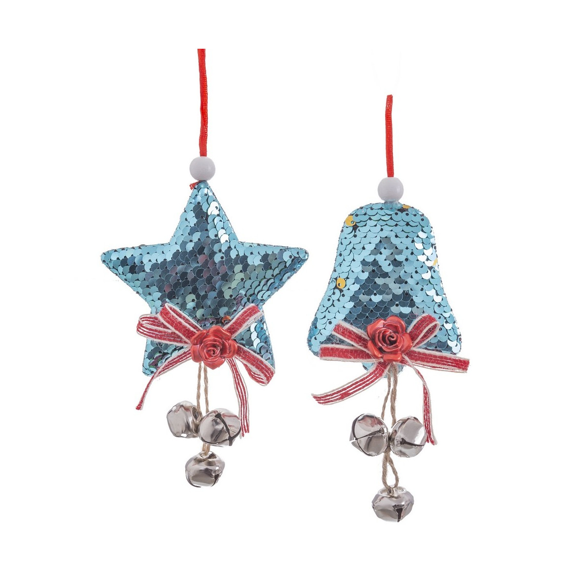 Pendentif paillettes mousse bleue 2 m 8 x 11 cm