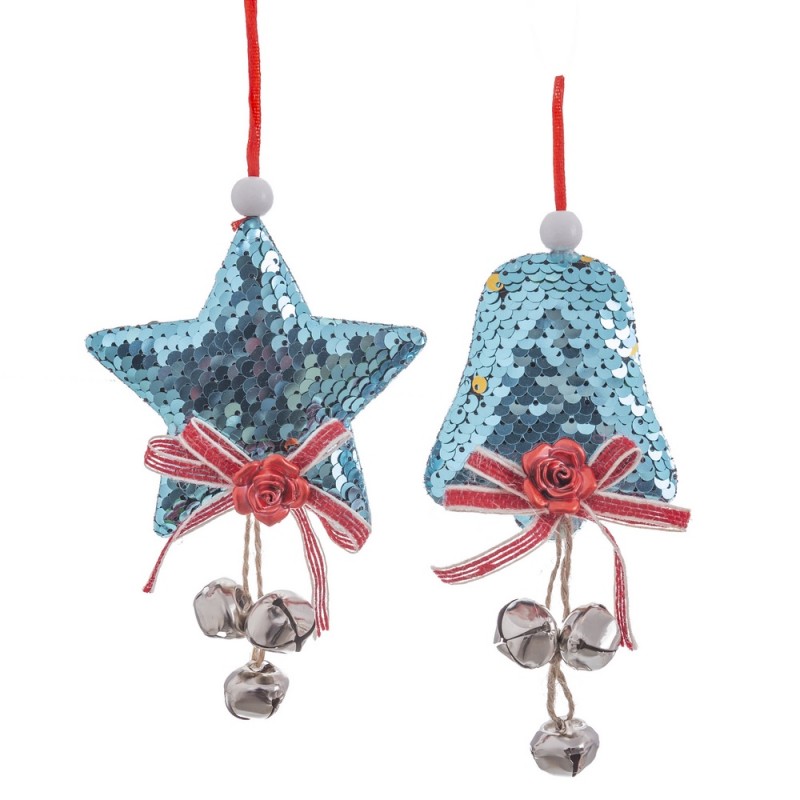 Pendentif paillettes mousse bleue 2 m 8 x 11 cm