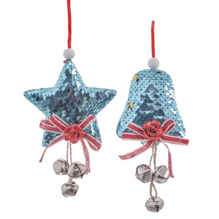 Pendentif paillettes mousse bleue 2 m 8 x 11 cm