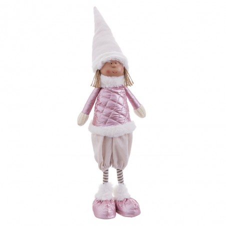 Poupée fille debout en tricot rose pour Noël 22 x 11 x 62 cm