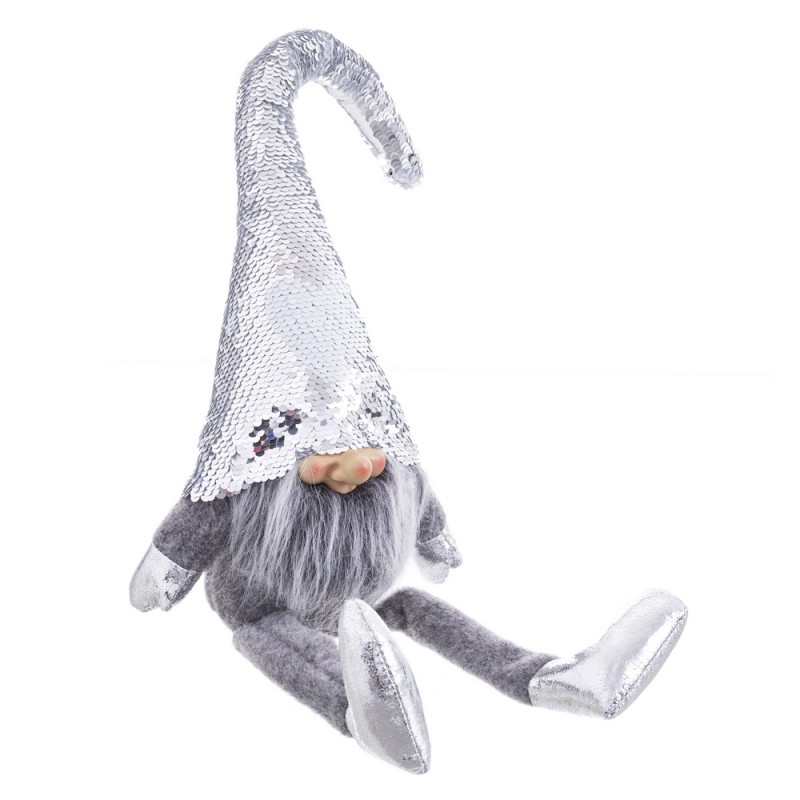 Père Noël jambes tricotées en argent 25 x 10 x 60 cm