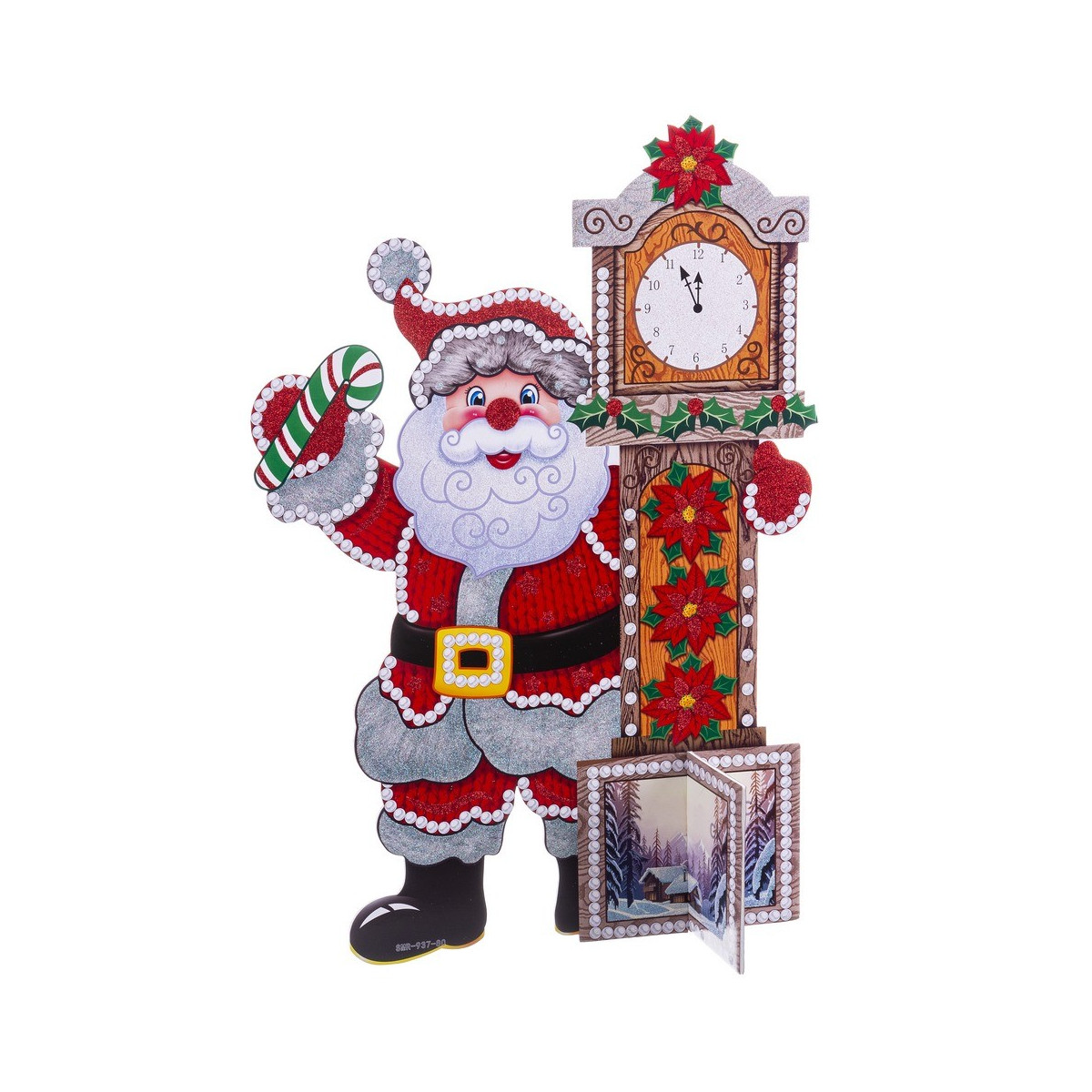 Père Noël avec montre en mousse 55 x 75 cm