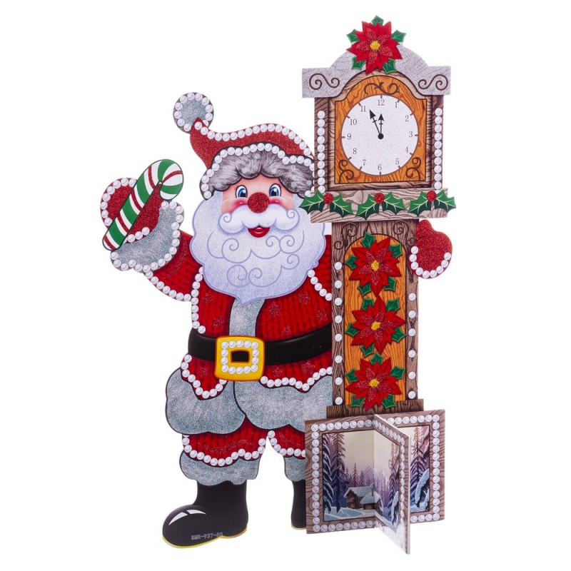Père Noël avec montre en mousse 55 x 75 cm