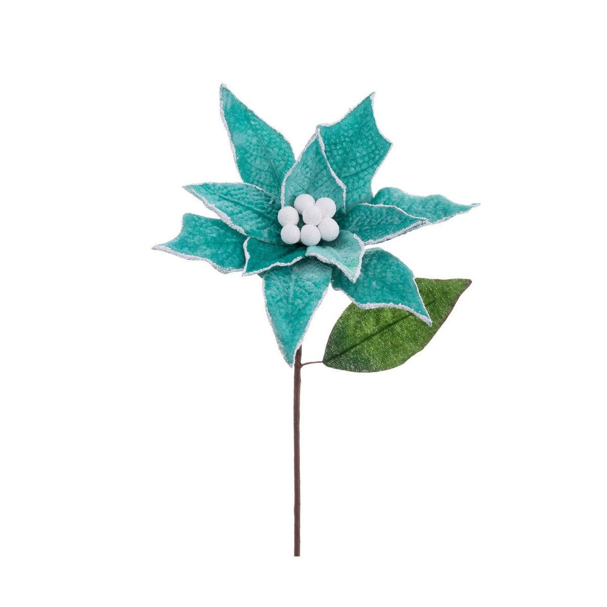 Bâton poinsettia en tissu turquoise 22 x 34 cm