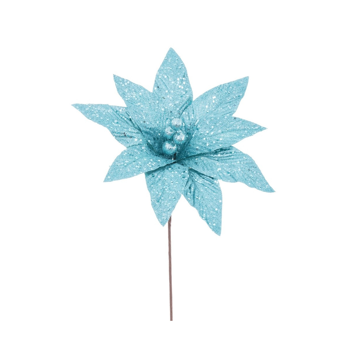 Bâton poinsettia tissu turquoise 33 x 37 cm