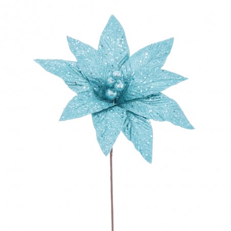 Bâton poinsettia tissu turquoise 33 x 37 cm