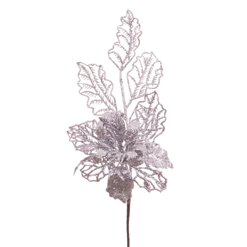 Choisissez poinsettia argent 33 cm