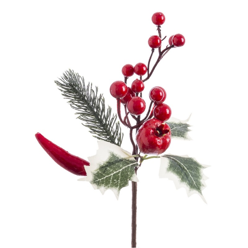 Cueillette de houx avec feuilles 21 cm