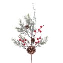 Branche de houx avec pomme de pin et feuilles 50 cm