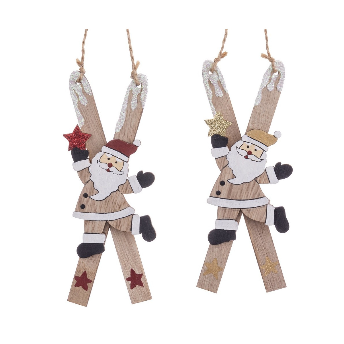 Porte-ski père Noël en bois 2 c 0,90 x 15 x 5 cm