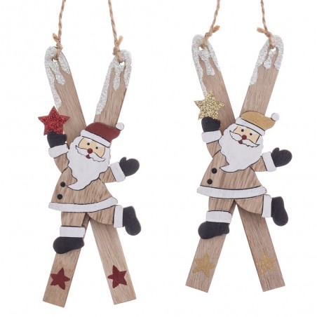 Porte-ski père Noël en bois 2 c 0,90 x 15 x 5 cm