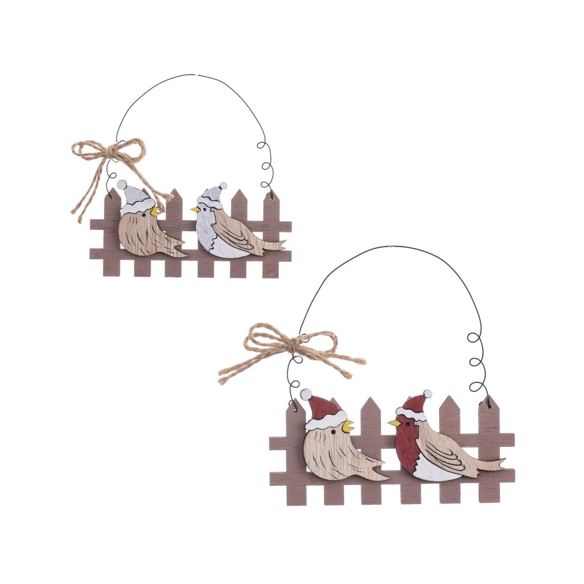 Pendentif 2 oiseaux en bois