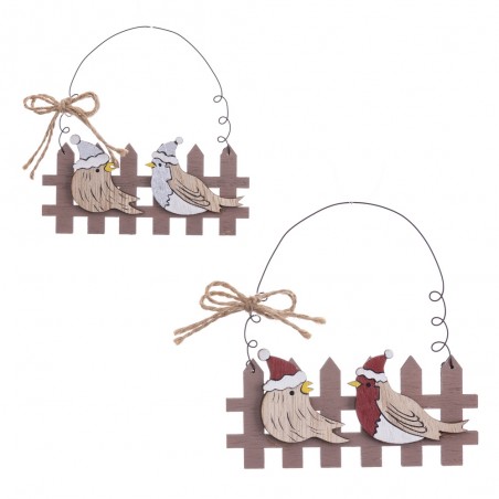 Pendentif 2 oiseaux en bois