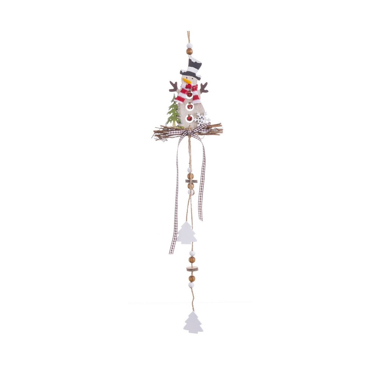 Guirlande bonhomme de neige en bois 58 x 12 cm