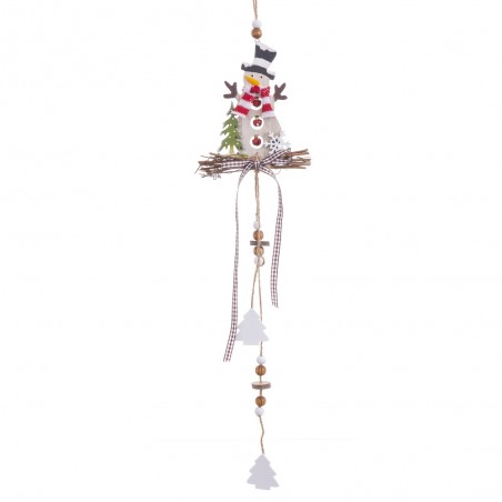 Guirlande bonhomme de neige en bois 58 x 12 cm