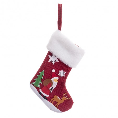 Chaussette père Noël tricotée 16 x 27 cm