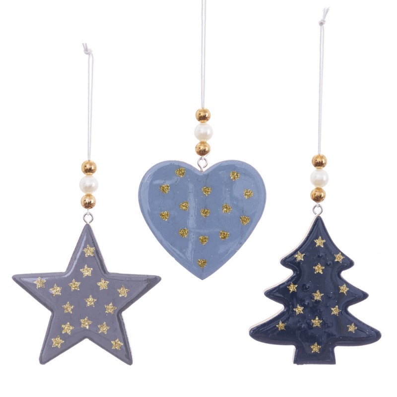 Pendentif figures en bois 3 c 9 x 8 x 1 cm