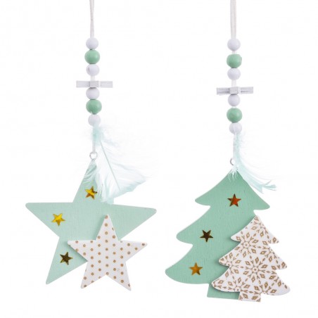 Pendentif figures en bois